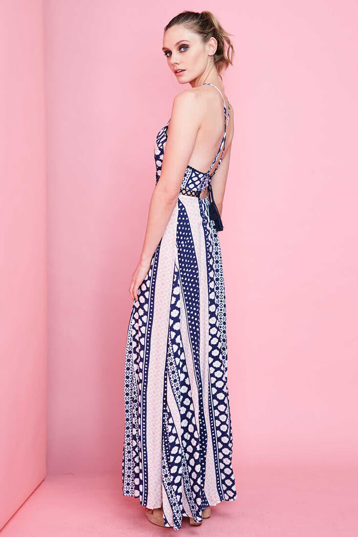 Kadence Maxi Dress Blue Print by Selfie Leslie