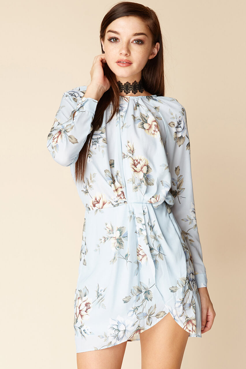 Sabrina Floral Dress Light Blue by Selfie Leslie