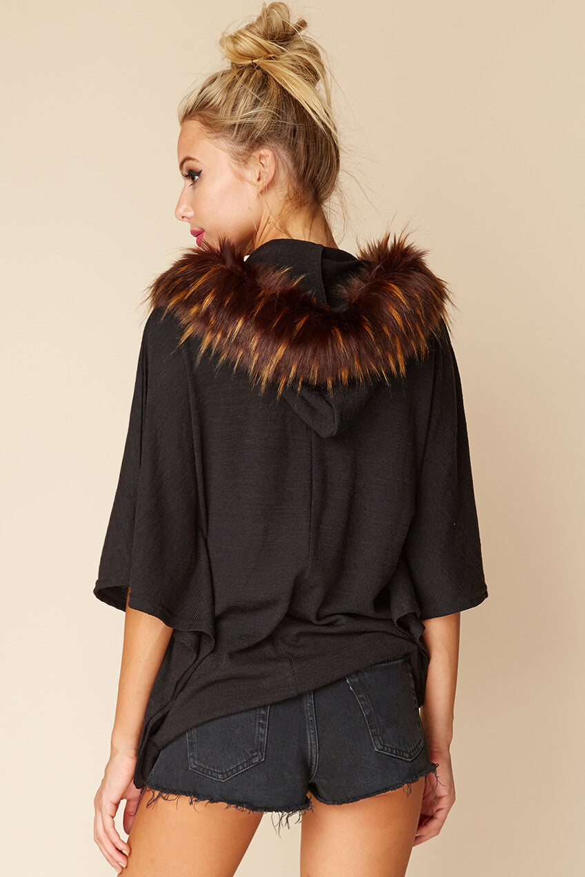 Sarie Faux Fur Sweater Black by Selfie Leslie