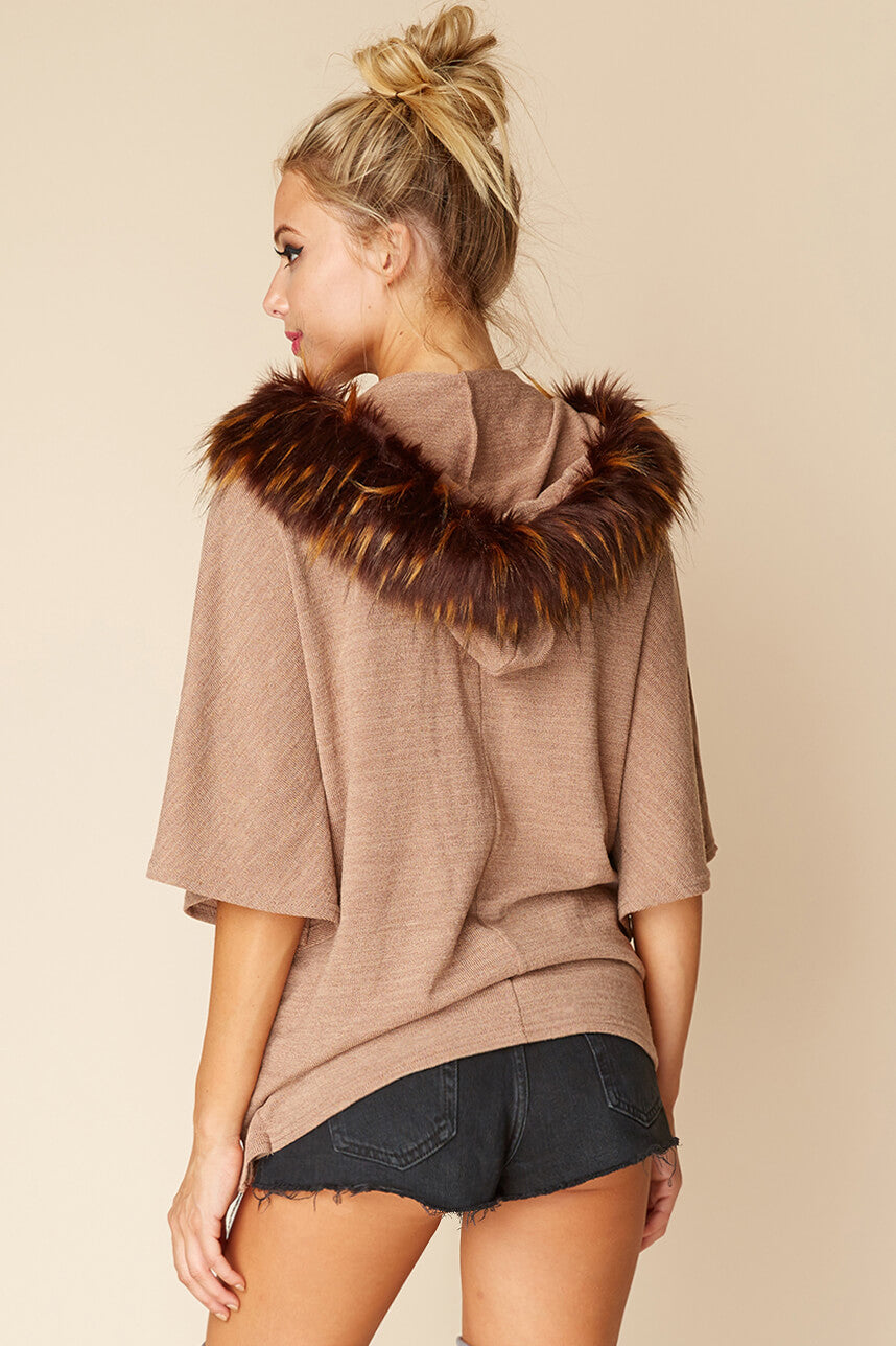 Sarie Faux Fur Sweater Mocha by Selfie Leslie