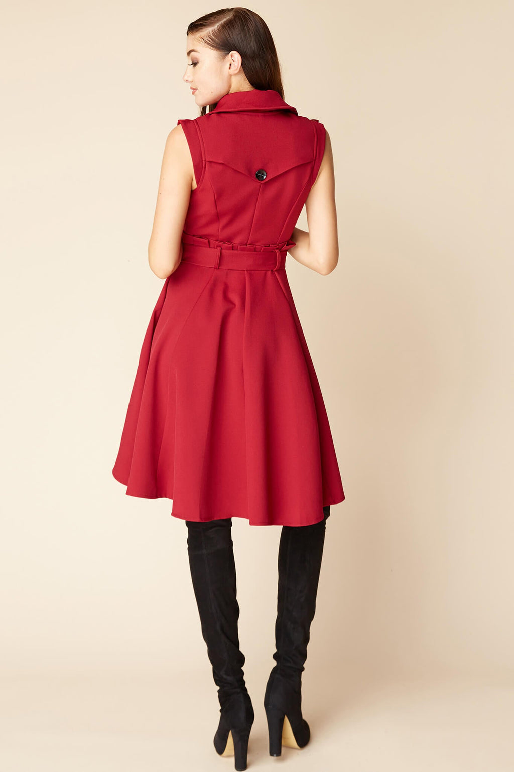 Harvard Bow Tie Trench Dress Red by Selfie Leslie