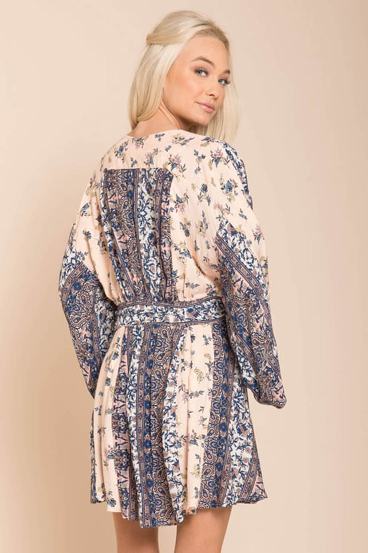 Brielle Bell Sleeve Summer Dress Blue Print by Selfie Leslie