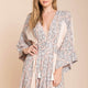 Brielle Bell Sleeve Summer Dress Peach Print