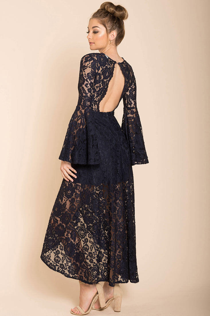 Aviva Gypsy Glam Maxi Dress Navy by Selfie Leslie