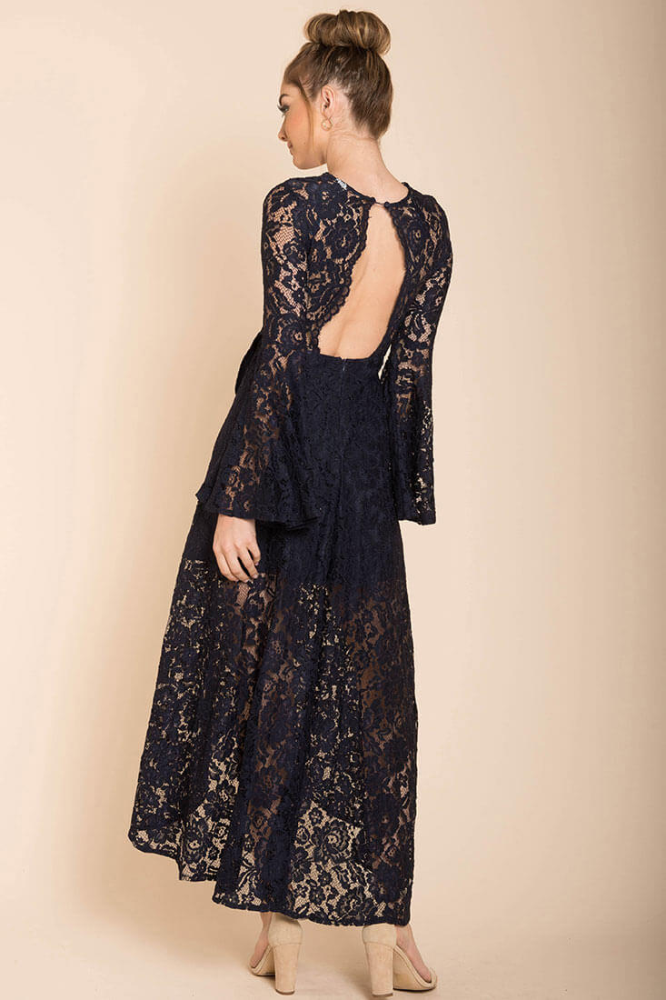 Aviva Gypsy Glam Maxi Dress Navy by Selfie Leslie
