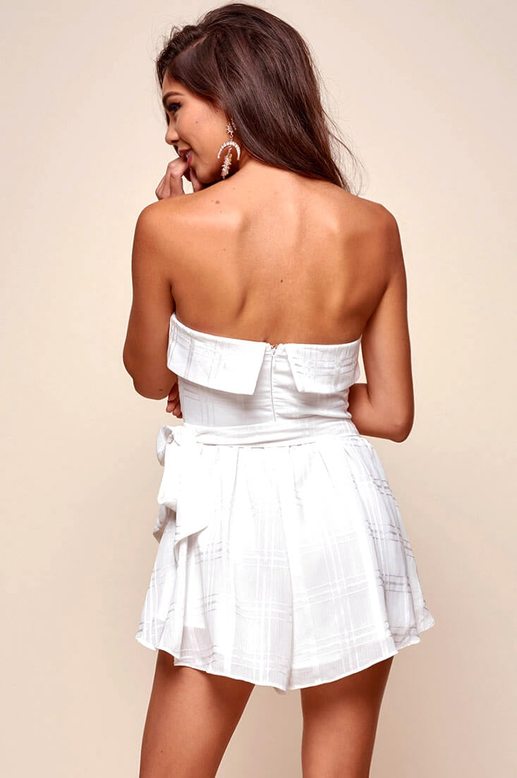 Quin Daytime Strapless Romper White by Selfie Leslie