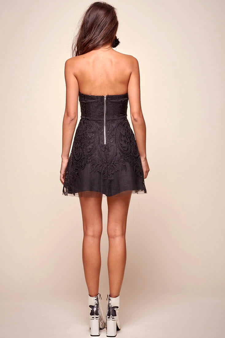 Diaz Glam Embroidered Fit and Flare Dress Black by Selfie Leslie