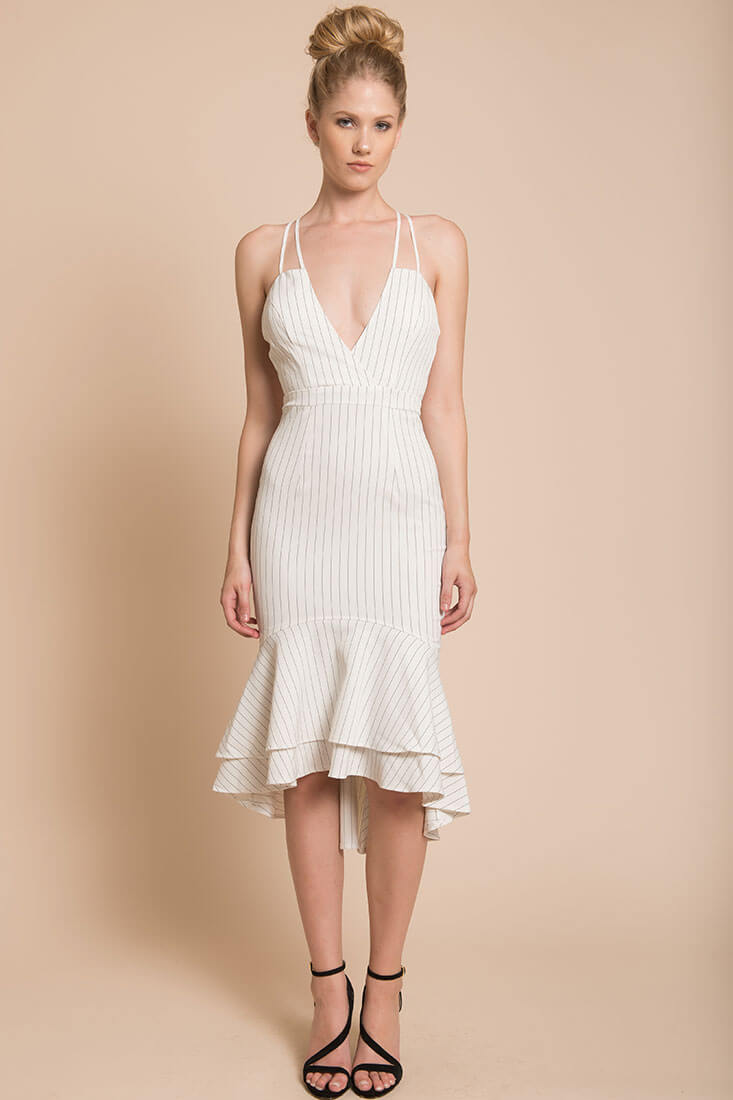 Avery Thin Strap Wedding Guest Dress White by Selfie Leslie