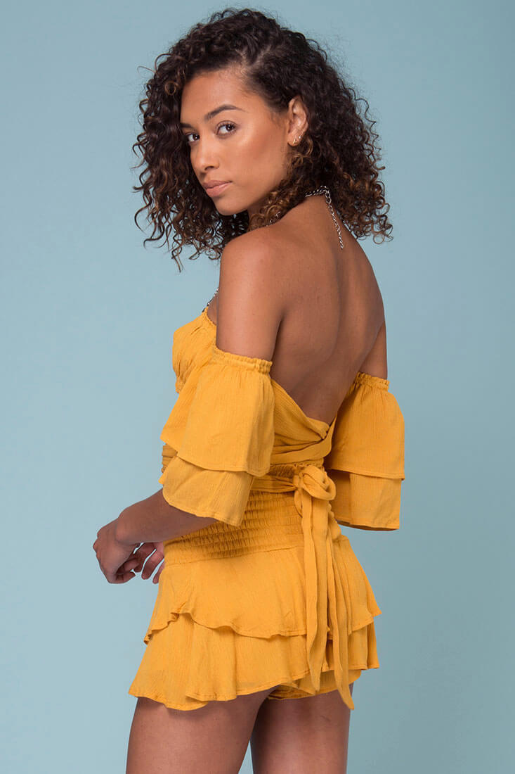Rhea Top and Skort Set Mustard by Selfie Leslie
