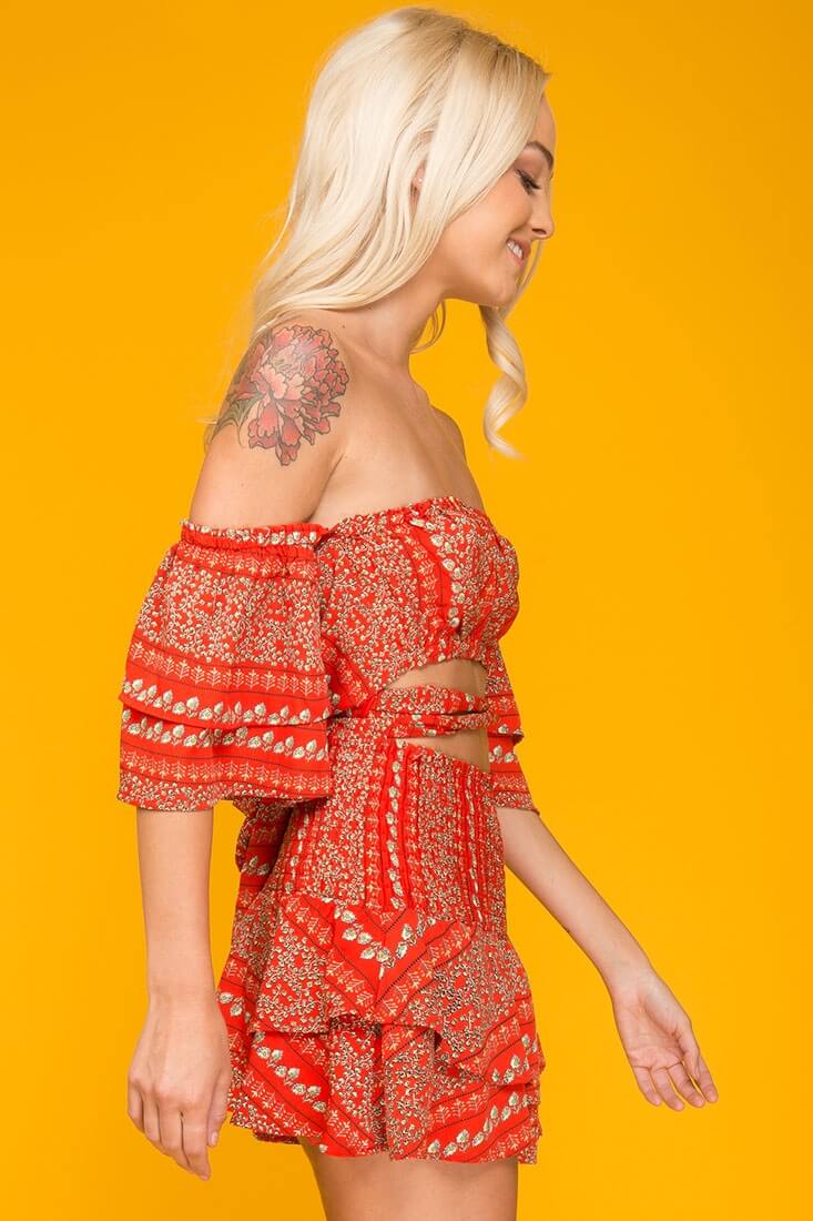 Emory Floral Print Top Red by Selfie Leslie