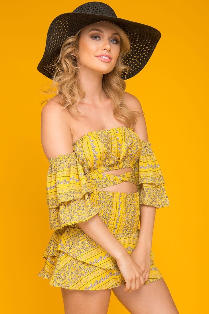 Emory Floral Print Top Yellow by Selfie Leslie