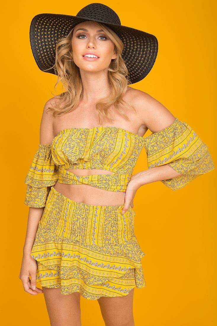 Emory Floral Print Top Yellow by Selfie Leslie