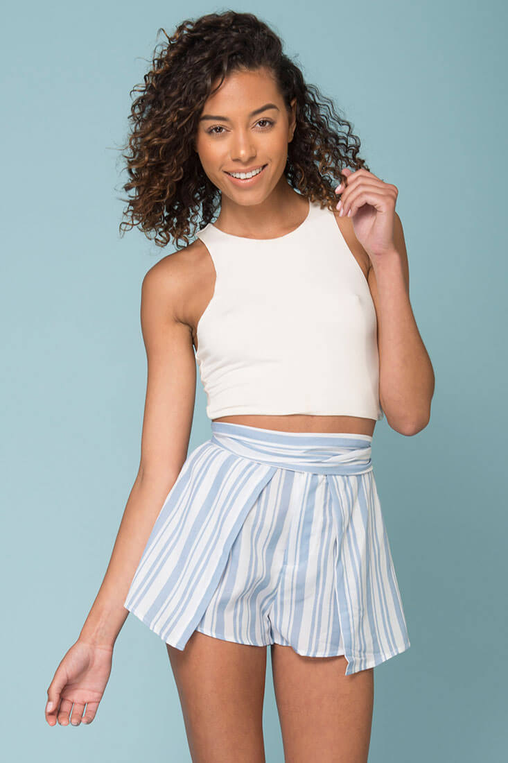 Sariyah Stripe Skort Shorts Blue by Selfie Leslie