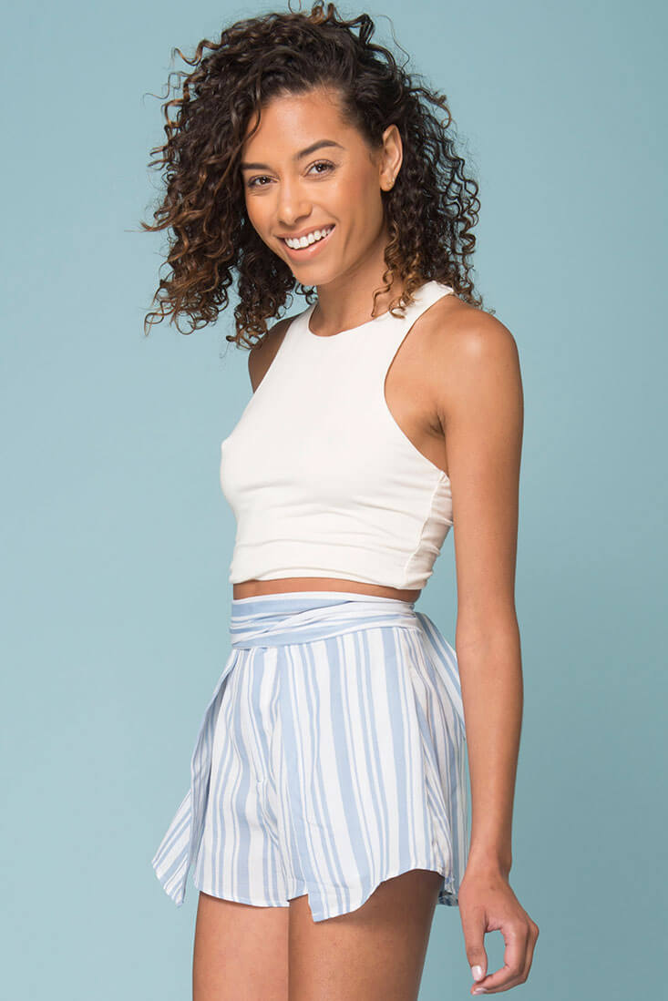 Sariyah Stripe Skort Shorts Blue by Selfie Leslie