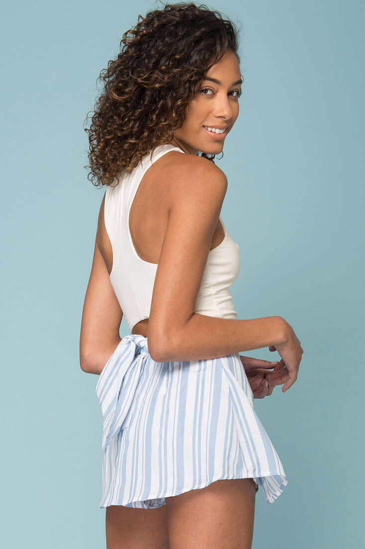 Sariyah Stripe Skort Shorts Blue by Selfie Leslie