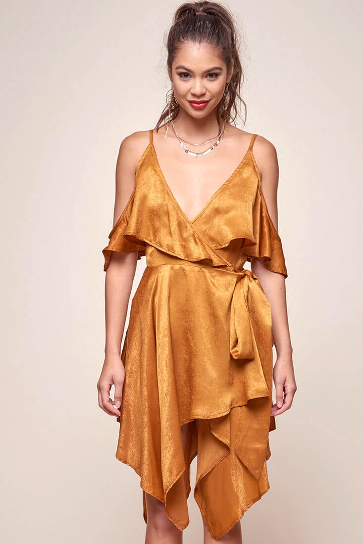 Darby Manhattan Off The Shoulder Dress Tan by Selfie Leslie