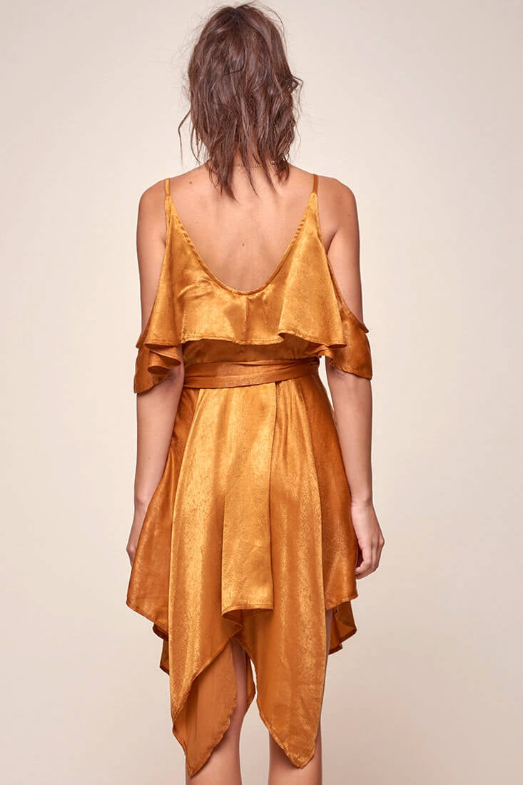 Darby Manhattan Off The Shoulder Dress Tan by Selfie Leslie