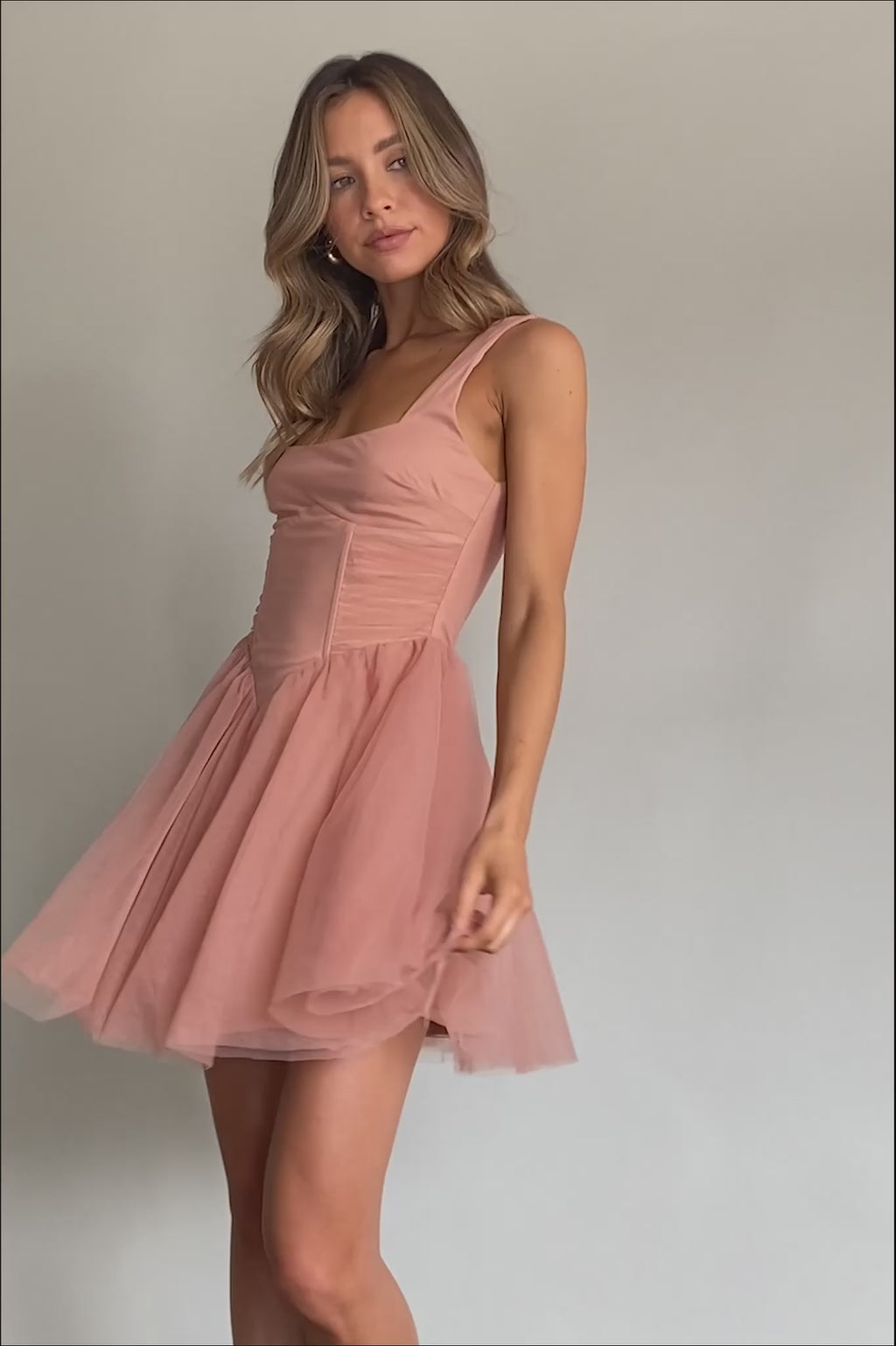 La Ballerine Layered Mesh Mini Dress Lipstick