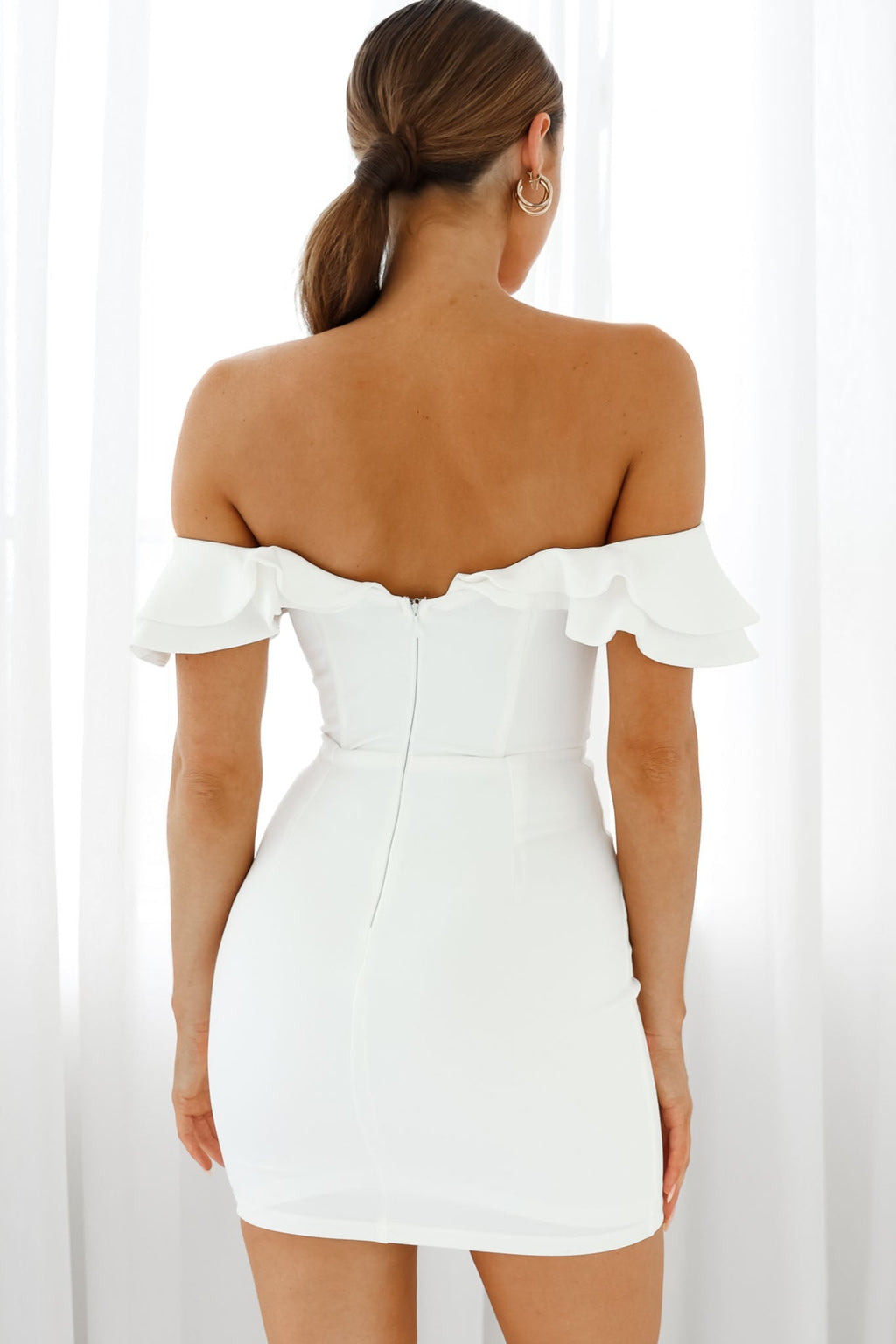 Rossi Off-Shoulder Double Ruffle Dress White by Selfie Leslie