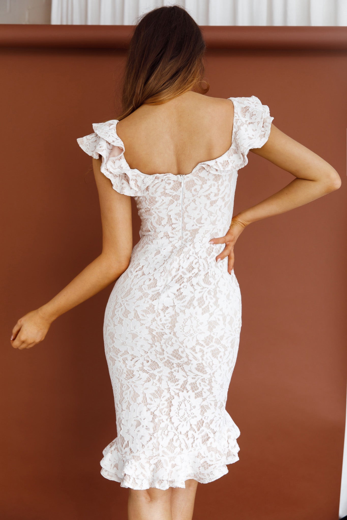 Rossi Off-Shoulder Double Ruffle Lace Dress White by Selfie Leslie