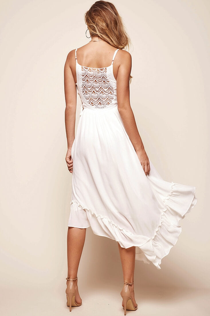 Angel Lace-up Maxi Dress White by Selfie Leslie