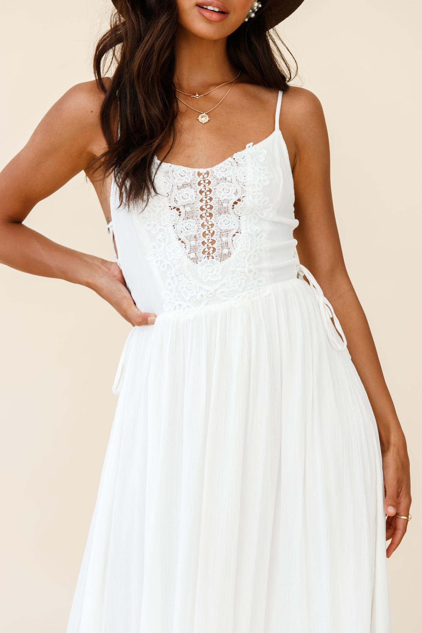 Angel Lace-up Maxi Dress White by Selfie Leslie