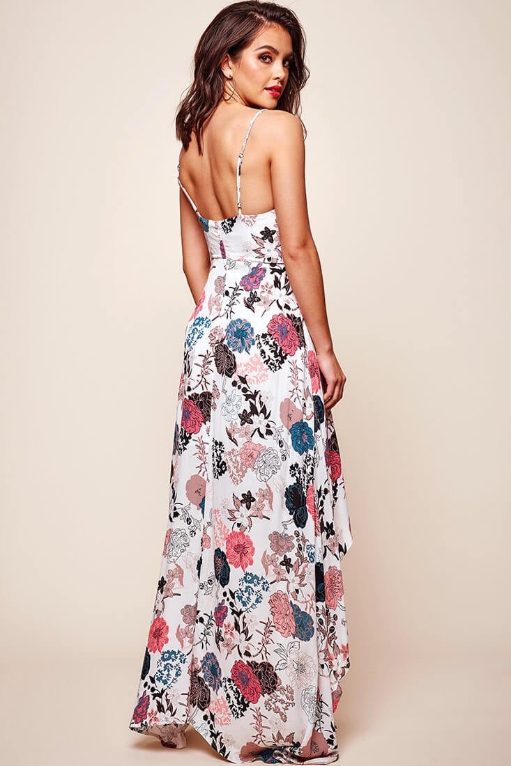 Kelly Floral High-Low Hem Dress White by Selfie Leslie