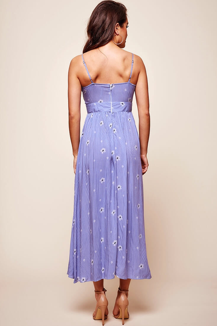 Kiki Thin Stripe Maxi Dress Light Blue by Selfie Leslie