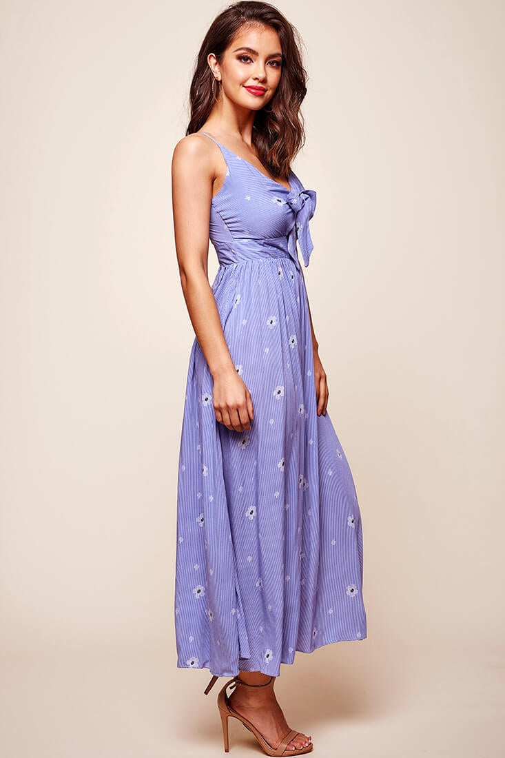 Kiki Thin Stripe Maxi Dress Light Blue by Selfie Leslie
