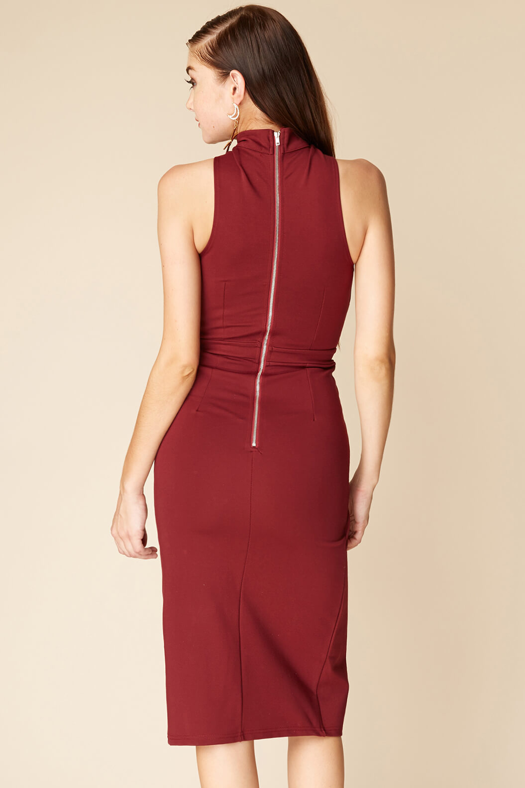 Kennedy Halter Top Midi Dress Berry by Selfie Leslie