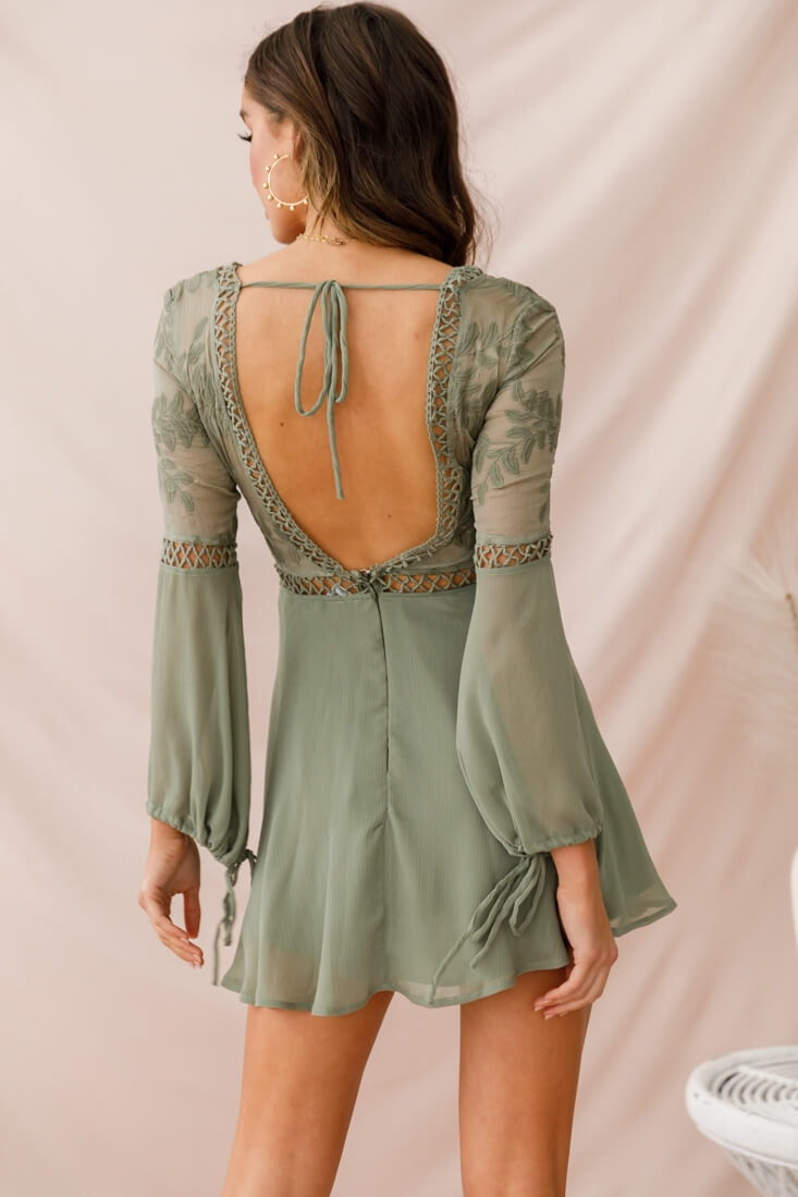 Carson Crochet Details Dress Olive by Selfie Leslie