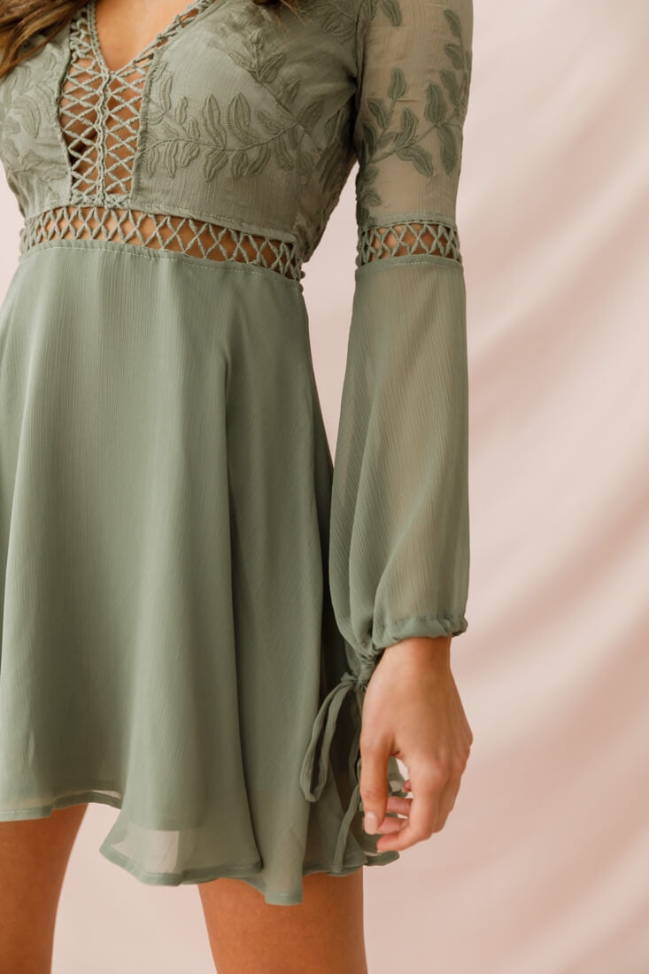 Carson Crochet Details Dress Olive by Selfie Leslie
