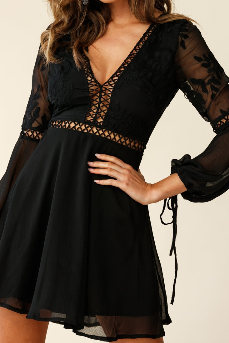 Carson Crochet Details Dress Black by Selfie Leslie