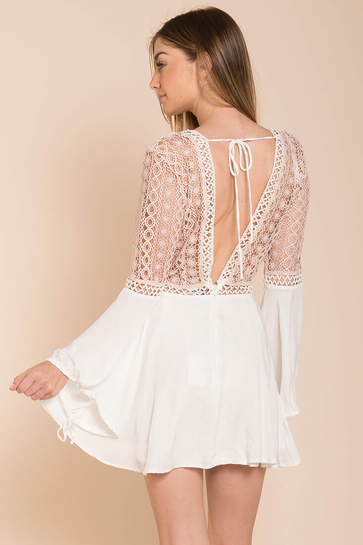 Carson Crochet Details Dress White by Selfie Leslie