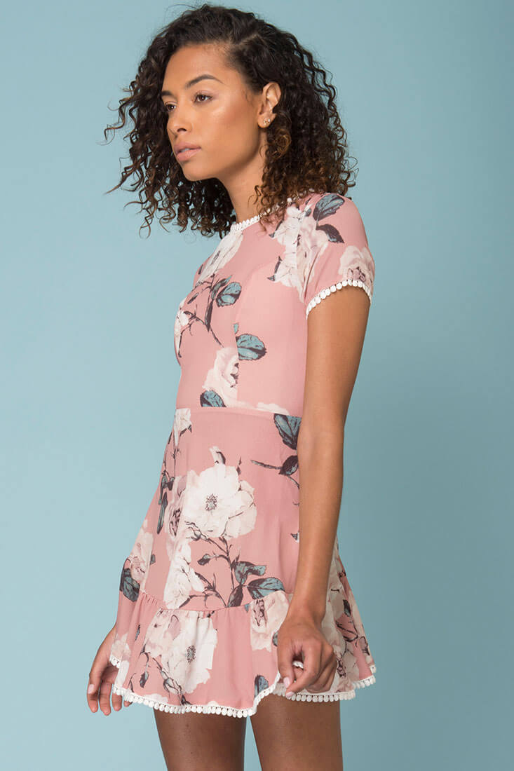 Meilani Floral Day Dress Dusty Pink by Selfie Leslie