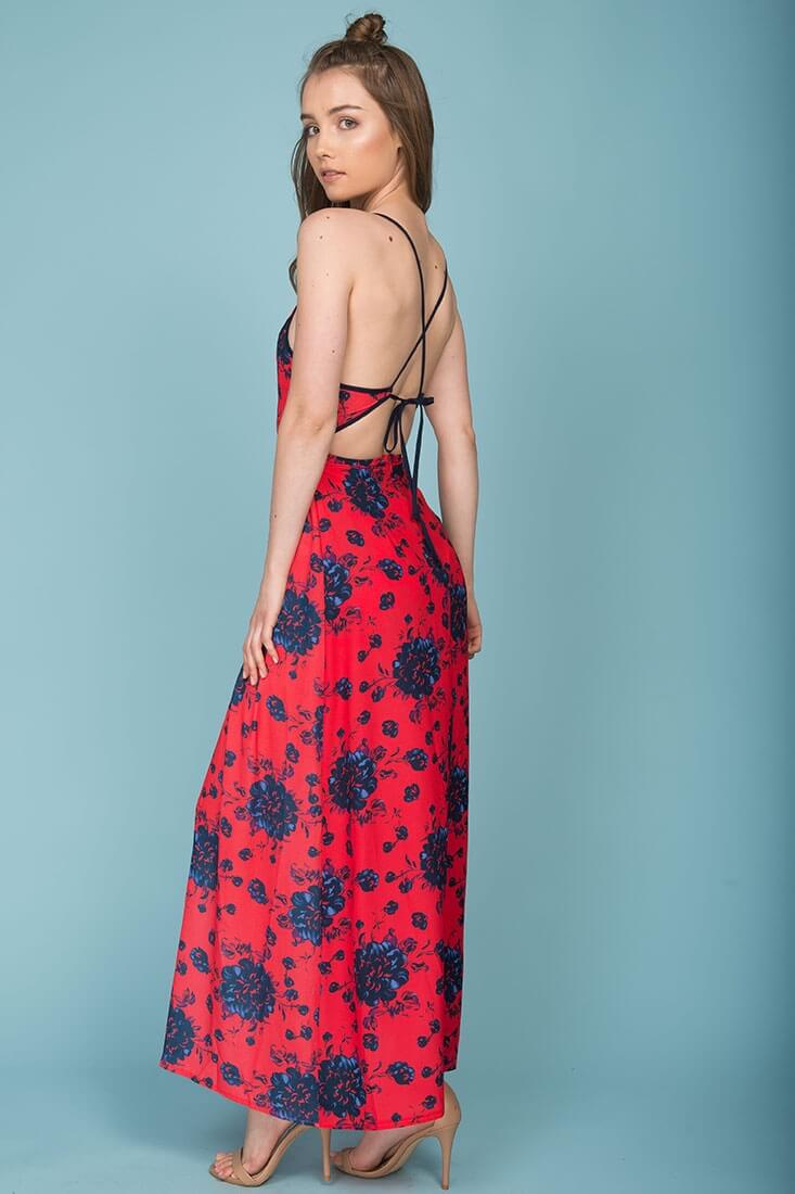 Annika Floral Maxi Romper Red by Selfie Leslie
