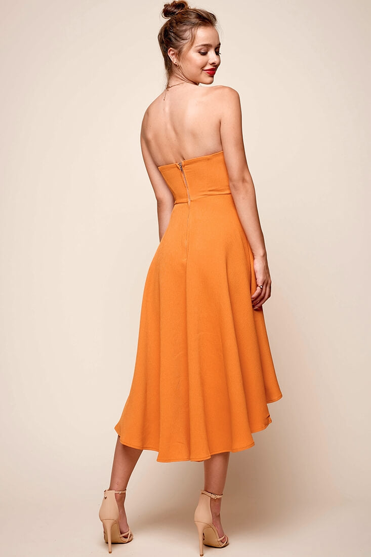 Monogram Strapless Midi Dress Mango by Selfie Leslie