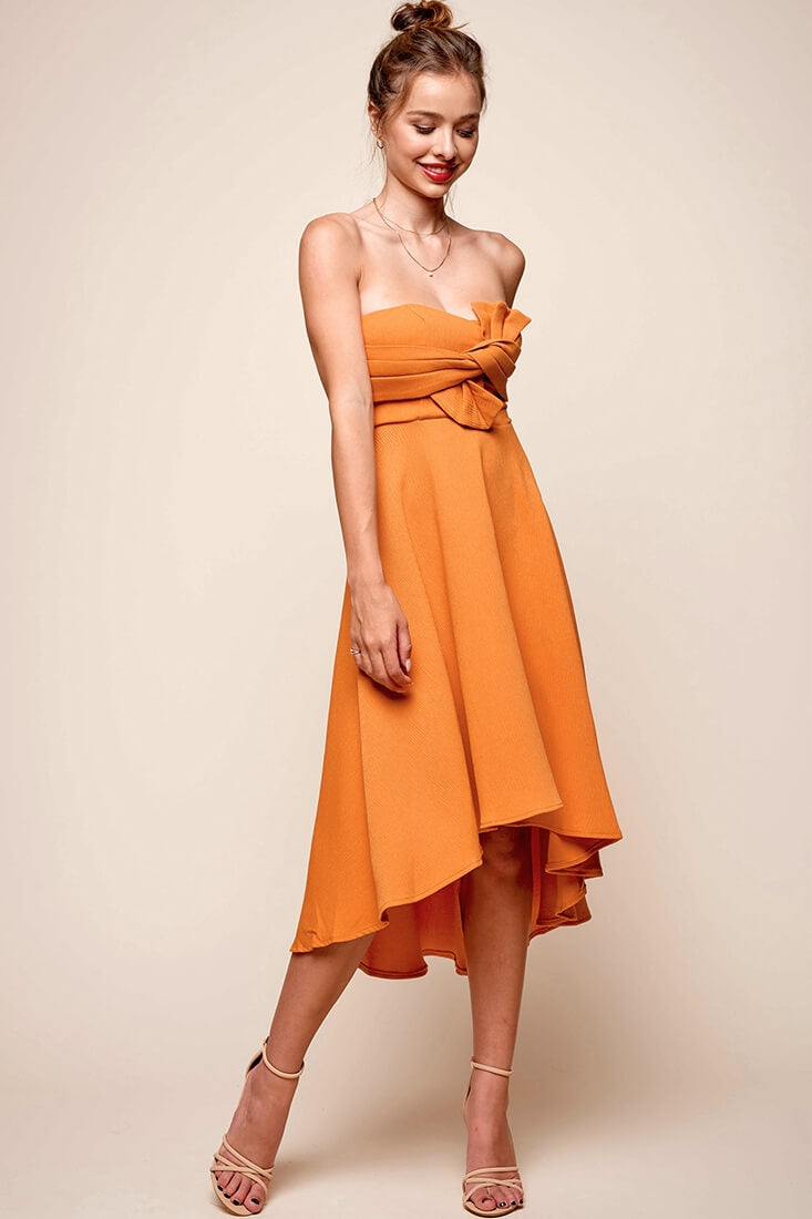 Monogram Strapless Midi Dress Mango by Selfie Leslie