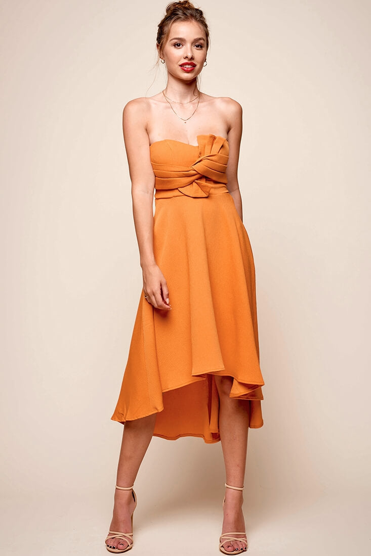 Monogram Strapless Midi Dress Mango by Selfie Leslie