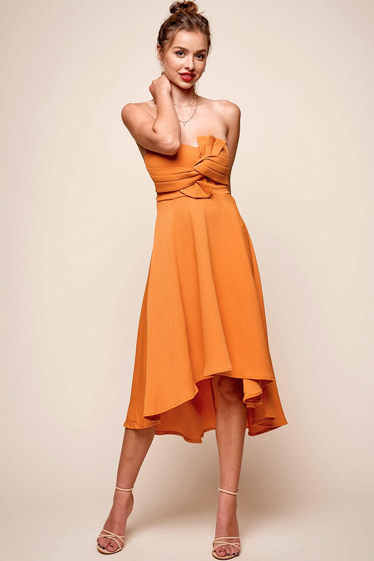 Monogram Strapless Midi Dress Mango by Selfie Leslie
