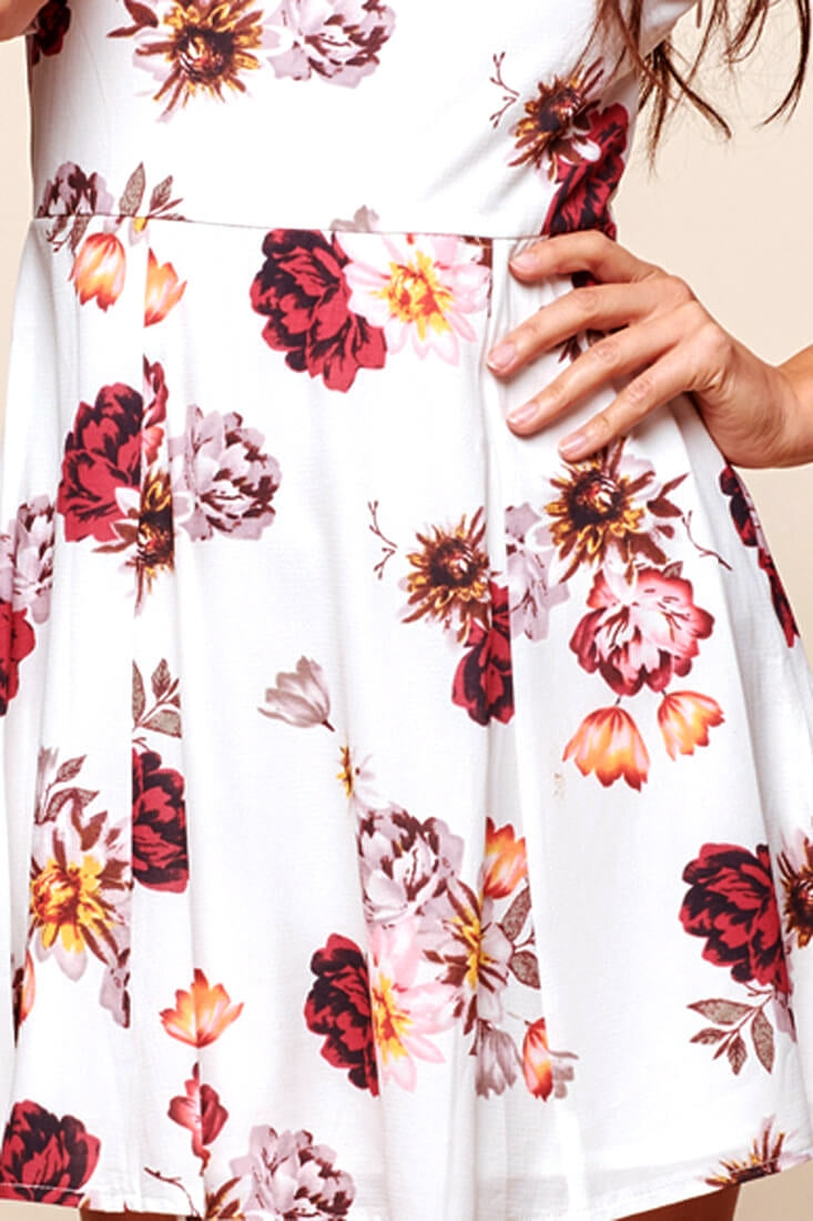 Hera Off the Shoulder Fit and Flare Floral Dress White by Selfie Leslie