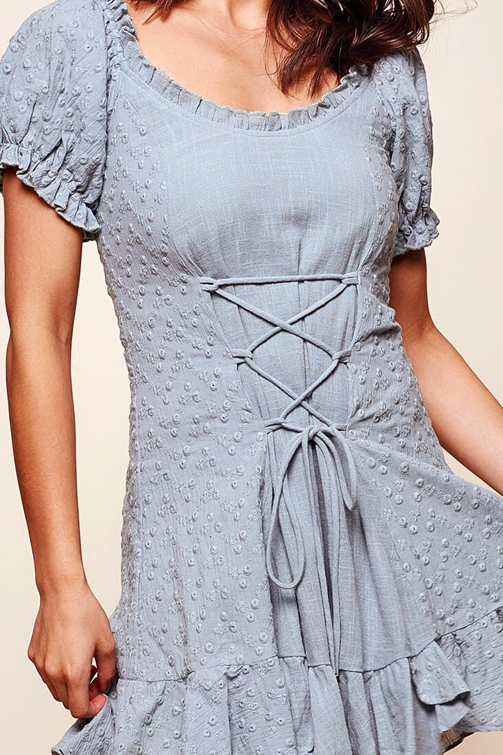 Renaissance Cross-Laced Babydoll Dress Sage by Selfie Leslie