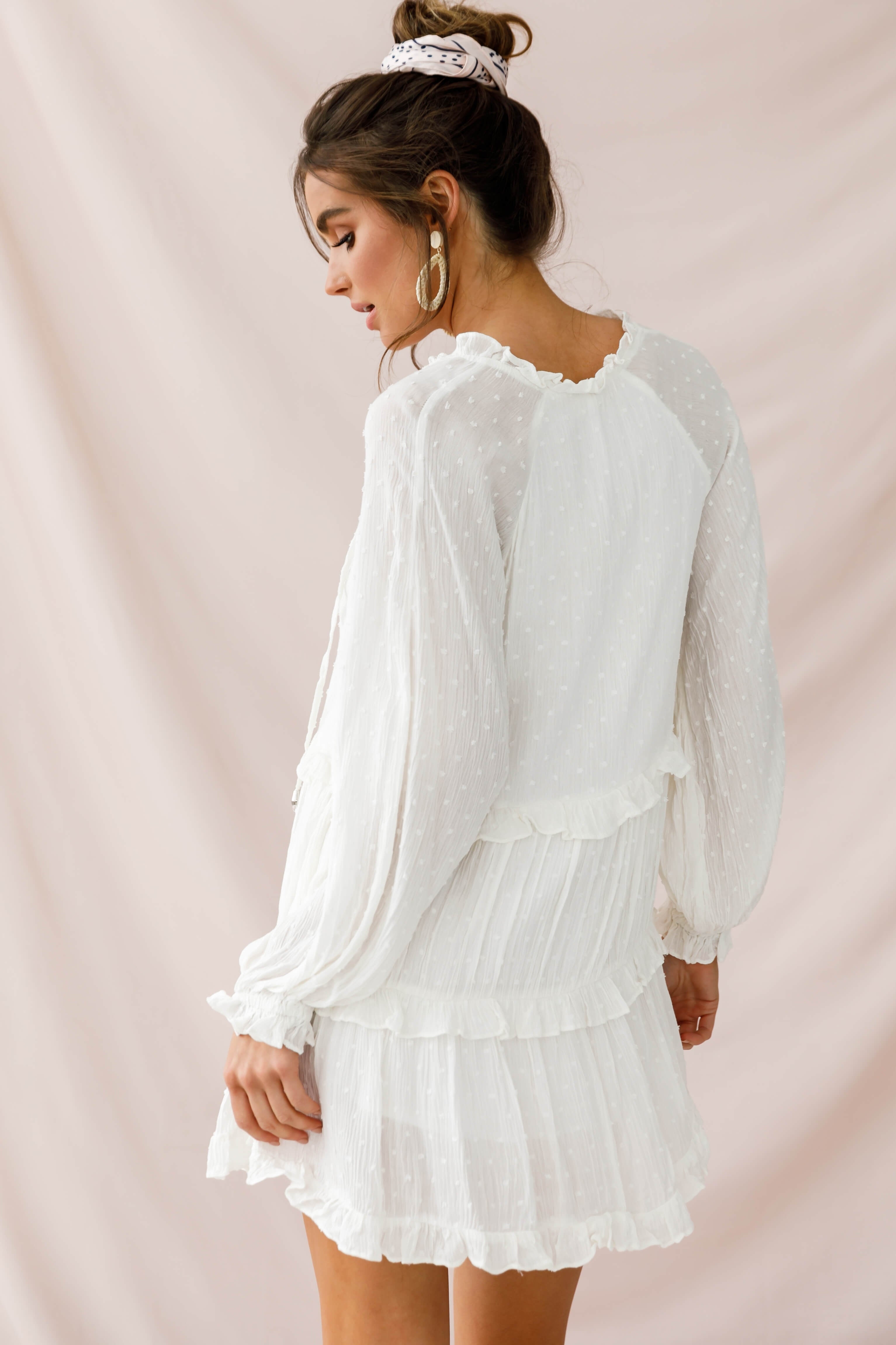 Pollyanna Tiered Swing Dress White by Selfie Leslie