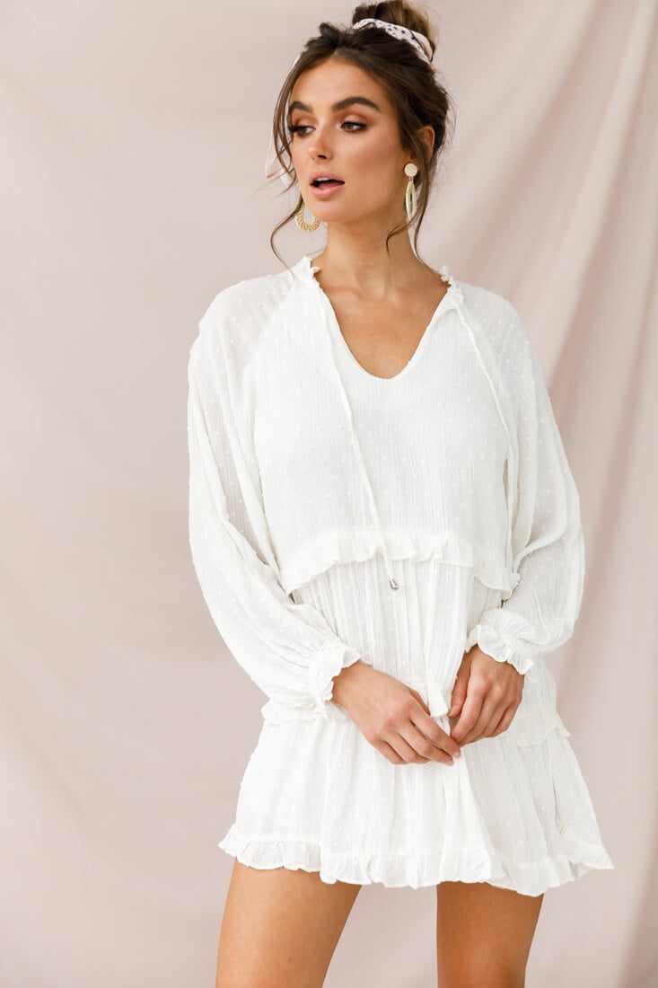 Pollyanna Tiered Swing Dress White by Selfie Leslie