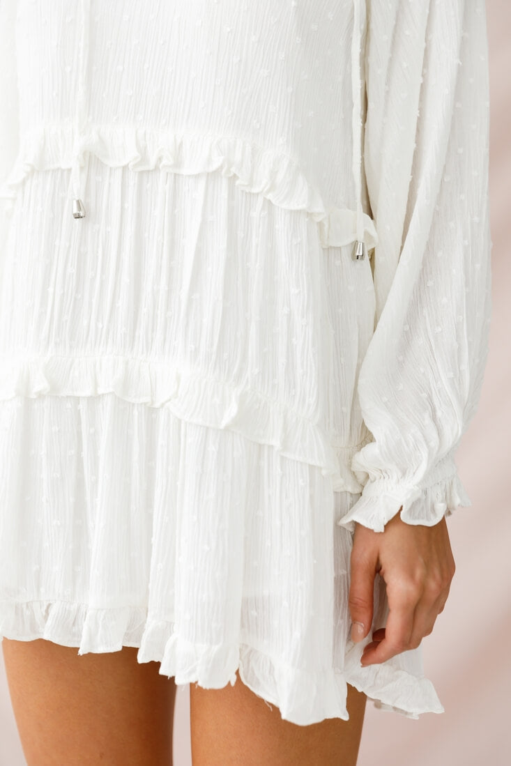 Pollyanna Tiered Swing Dress White by Selfie Leslie