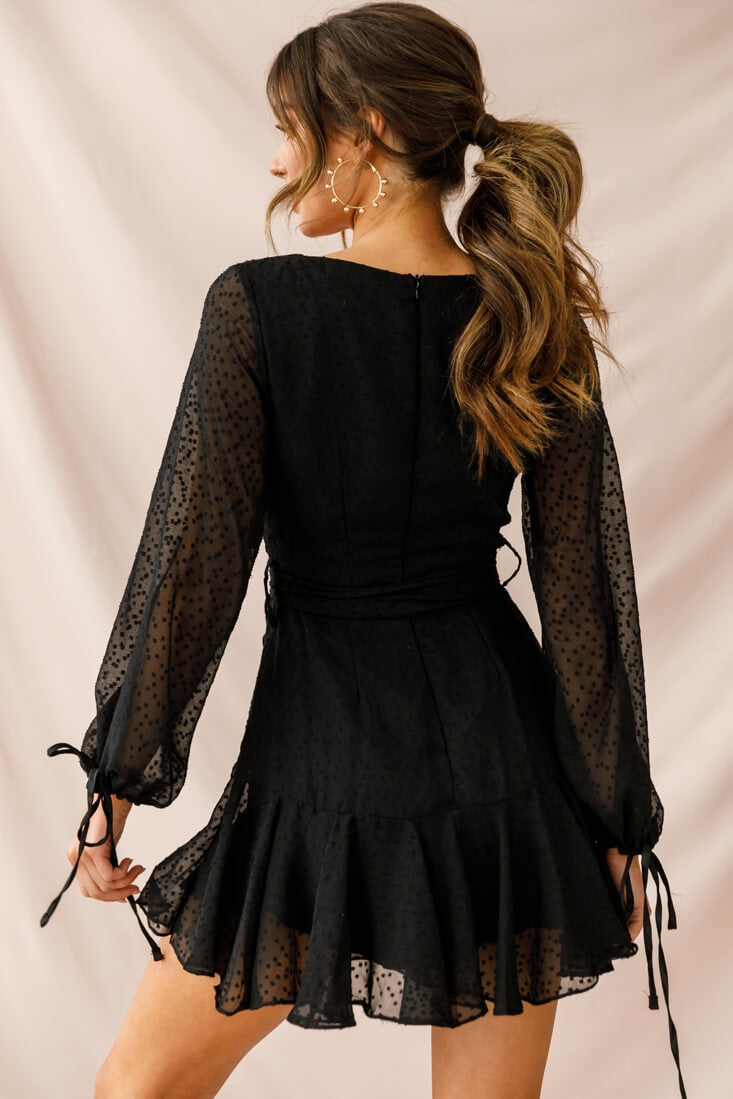 Sheri Hail Spot Chiffon Dress Black by Selfie Leslie