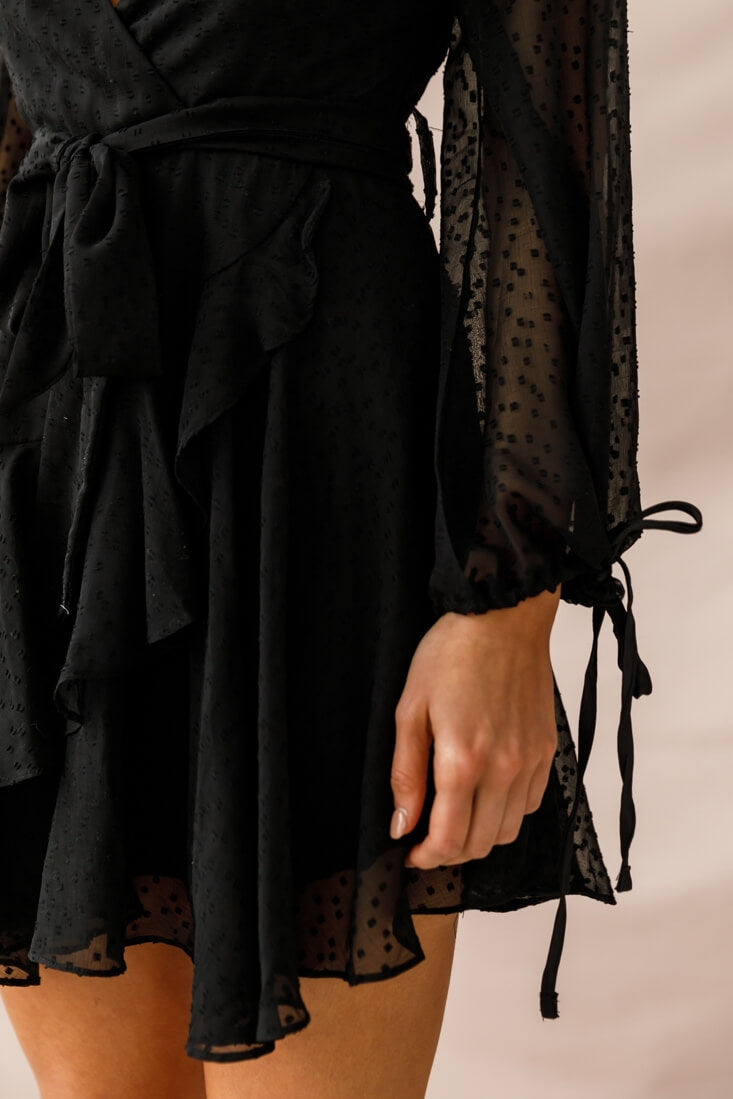 Sheri Hail Spot Chiffon Dress Black by Selfie Leslie