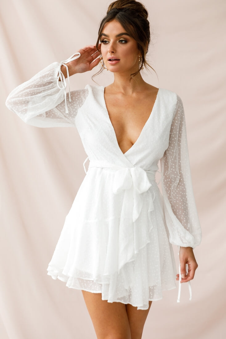 Shop the Sheri Hail Spot Chiffon Dress White | Selfie Leslie Australia
