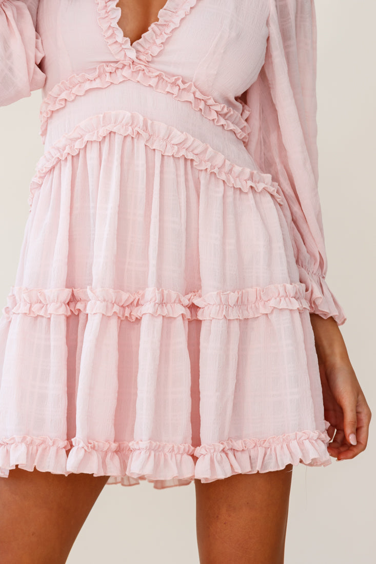 Laney Cutout Back Balloon Sleeve Dress Baby Pink by Selfie Leslie