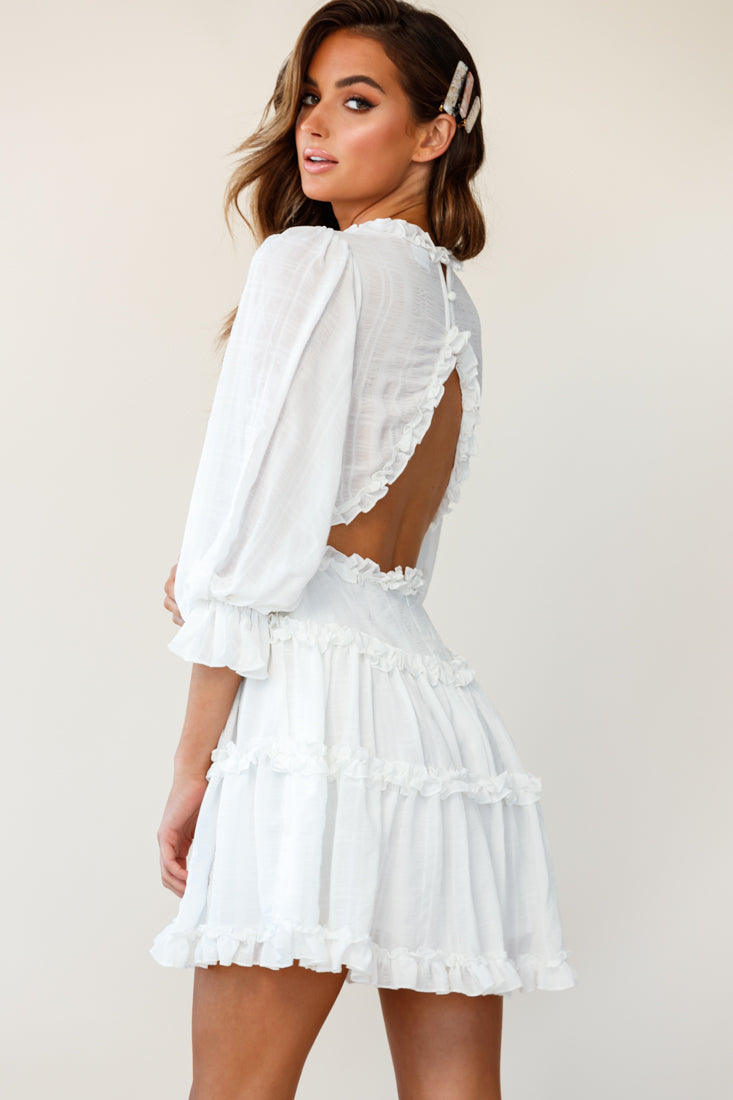 Laney Cutout Back Balloon Sleeve Dress White by Selfie Leslie
